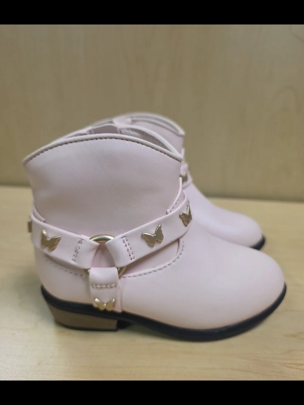 Cat & Jack Girls Light Pink Butterfly Strap Ankle Boots